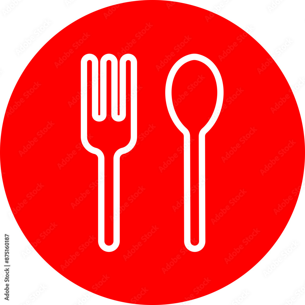 Disposable cutlery Vector Line White Circle Red Disposable cutlery Vector Line White Circle Red