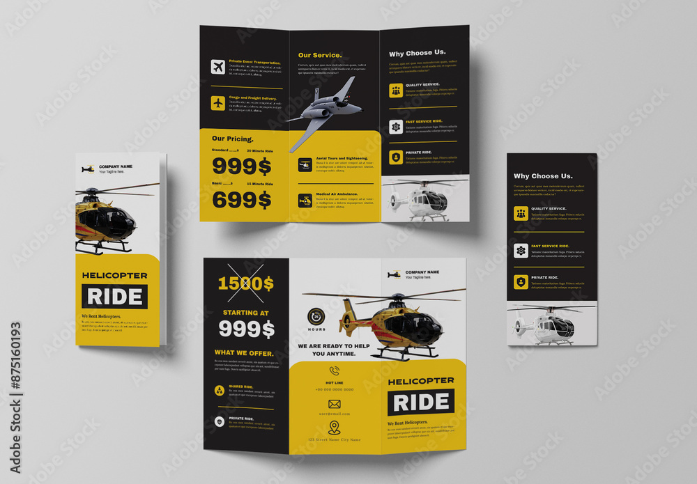 Helicopter Ride Flyer Helicopter Ride Trifold Stock Template | Adobe Stock