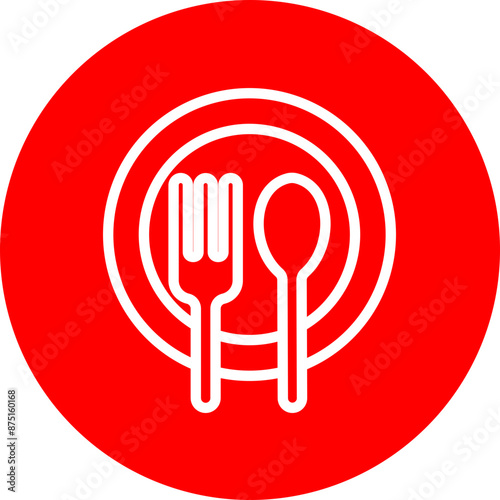 Disposable tableware Vector Line White Circle Red