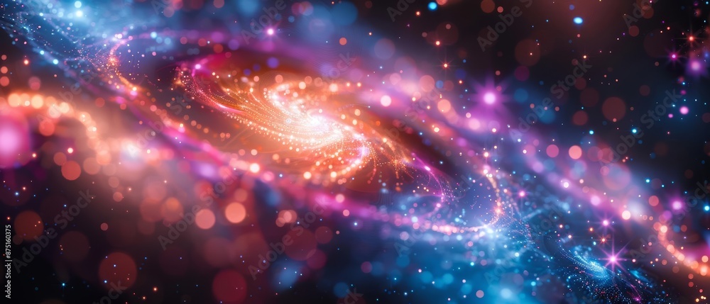 Fototapeta premium Abstract galaxy with swirling colors and a bright core.