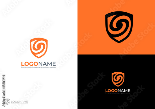 Whirlpool with shield logo design concept 