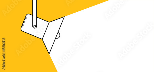 Standing stage or platform photostudio lamp. Spotlight on ( ceiling ) rail. White cubes flashlight Lighting. Spotlights. Vector photo studio flashes. Cartoon lamps. Theatre tage light bulb.