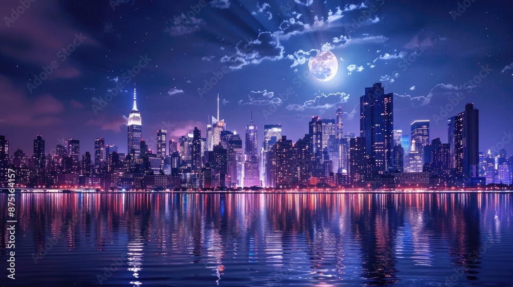 Fototapeta premium Nighttime Splendor of a Majestic City