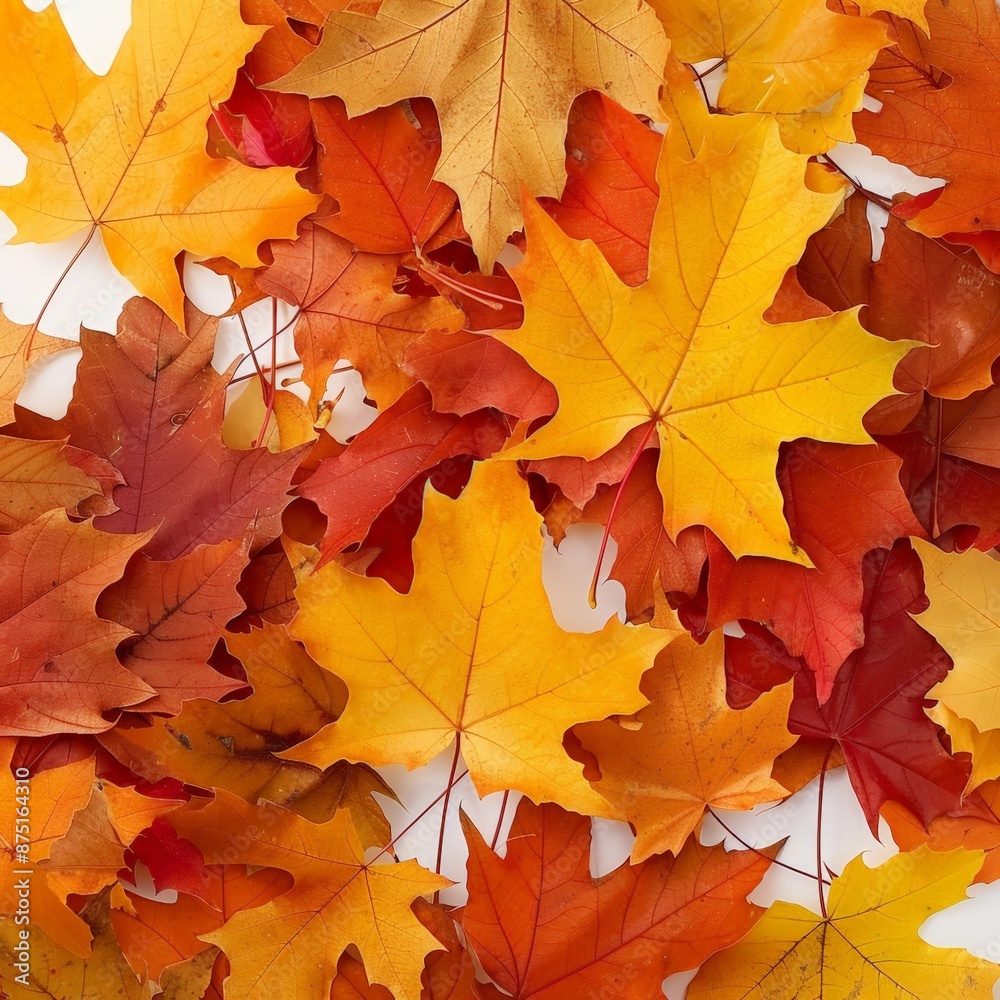 Autumn Splendor in Maple Leaves on White Autumn Splendor in Maple Leaves on White