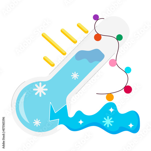 A flat style sticker of freezing temperature 

