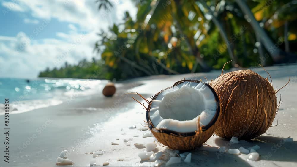 Coconut on a Tropical Beach