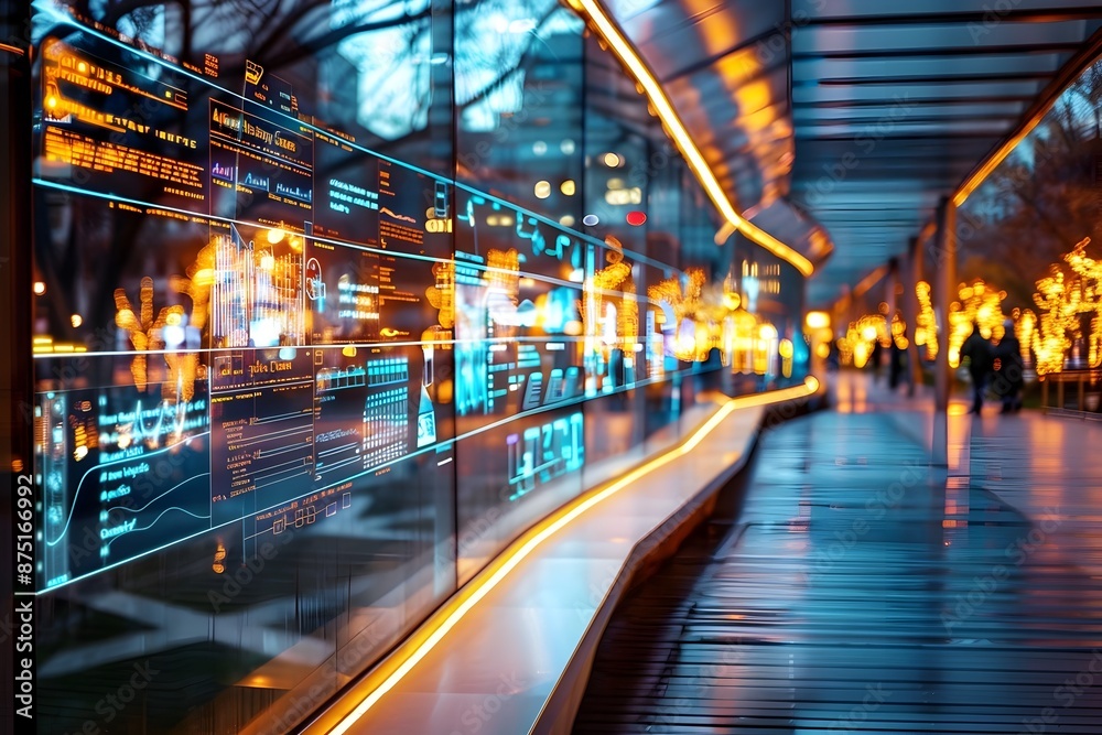 Illuminated Digital Bridge - Interactive Data Visualization in Urban Cityscape Illuminated Digital Bridge - Interactive Data Visualization in Urban Cityscape