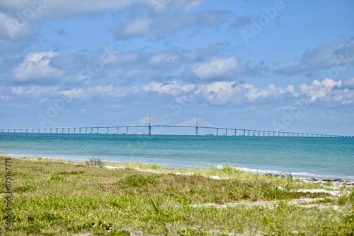 Sunshine skyway bridge spans over Tampa Bay
