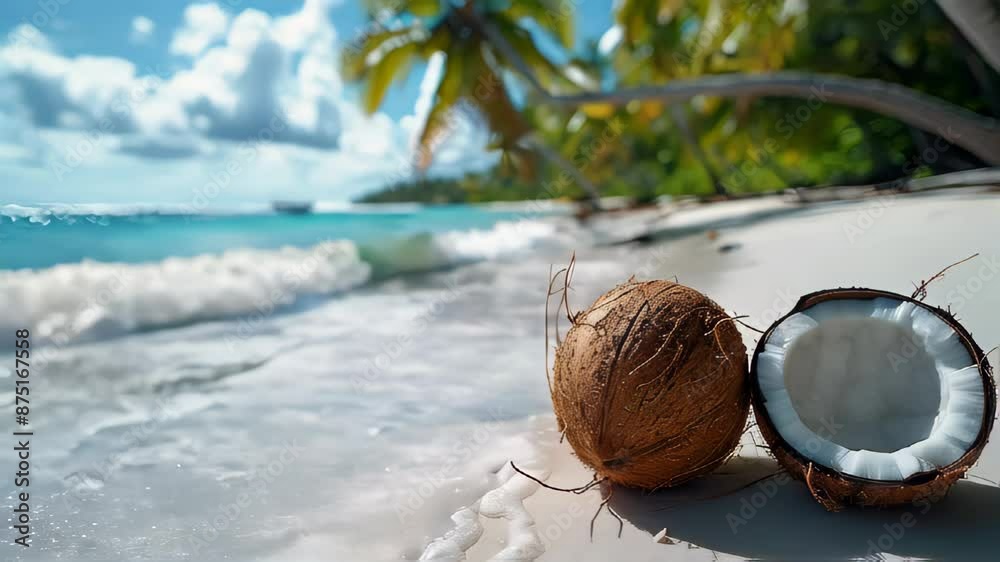 Coconut on a Tropical Beach