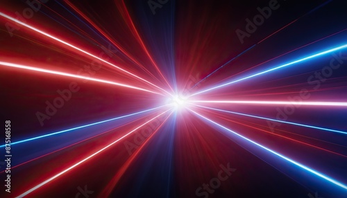 Bright neon rays. Space star burst. Abstract multicolor spectrum background. Neon laser background. Bright energy lines backdrop.