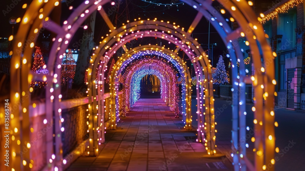 Fototapeta premium Tunnel Decorated with Thousands of LED Lights
