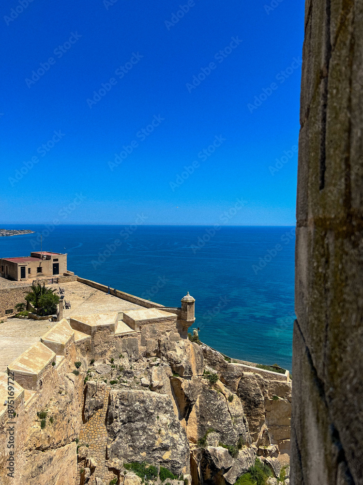 view of the sea from the castle in Alicante view of the sea from the castle in Alicante