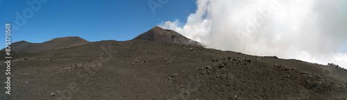Obraz na płótnie Fresh lava at Etna volcanoPeaceful Scenic Mount Etna Panoramic after erruption, Sicily, Italy, Panorama w salonie