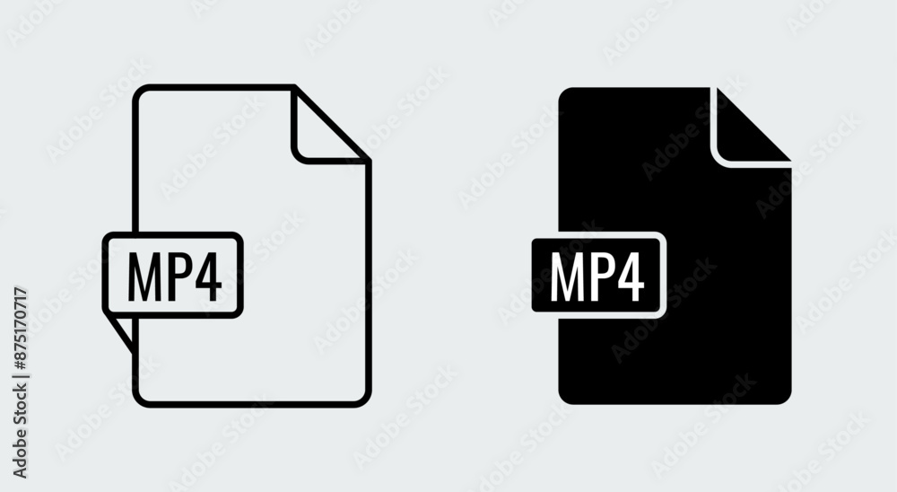 MP4 movie file format icon. Document film video file symbol. MP4 movie file format icon. Document film video file symbol.