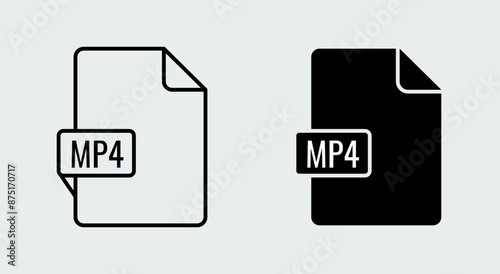 MP4 movie file format icon. Document film video file symbol.