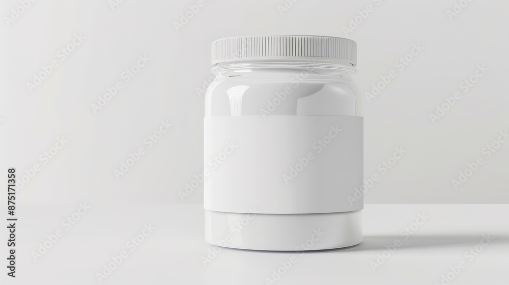 Transparent Frosted Glass Vitamin Jar with White Label Transparent Frosted Glass Vitamin Jar with White Label