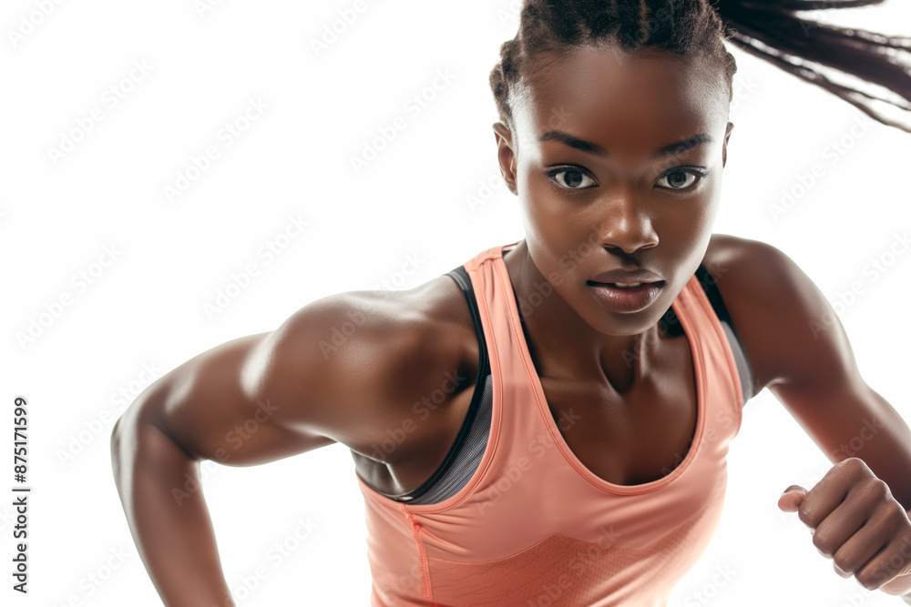 Determined Female Runner in Pink Sportswear Determined Female Runner in Pink Sportswear