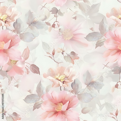 Soothing Blue and White Floral Grid