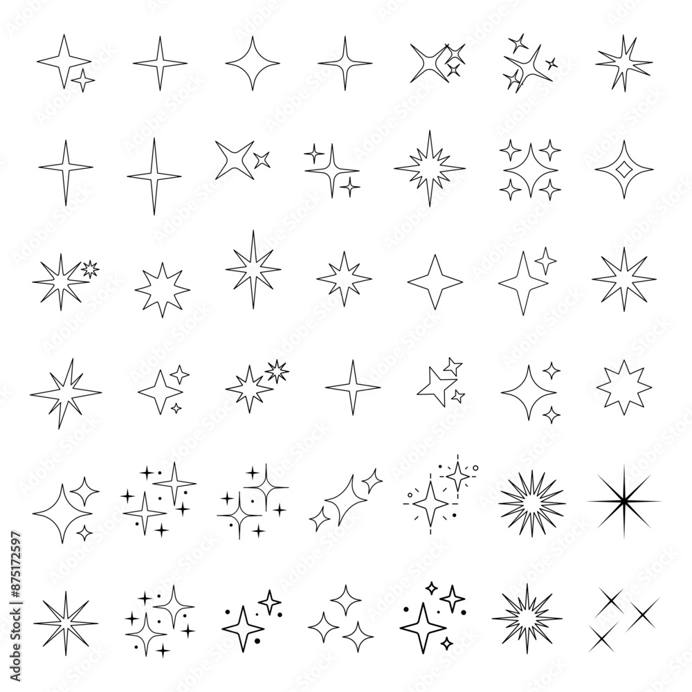 Shine icons. Sparks, shining explosion.