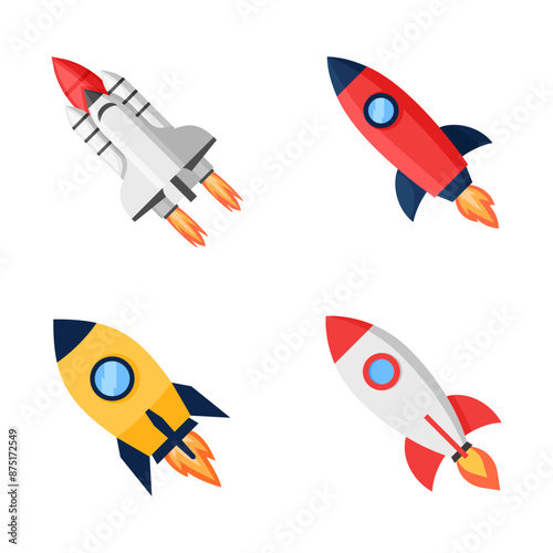 Rocket icon. Rocket icons set. Flat icon. Vector Illustration.