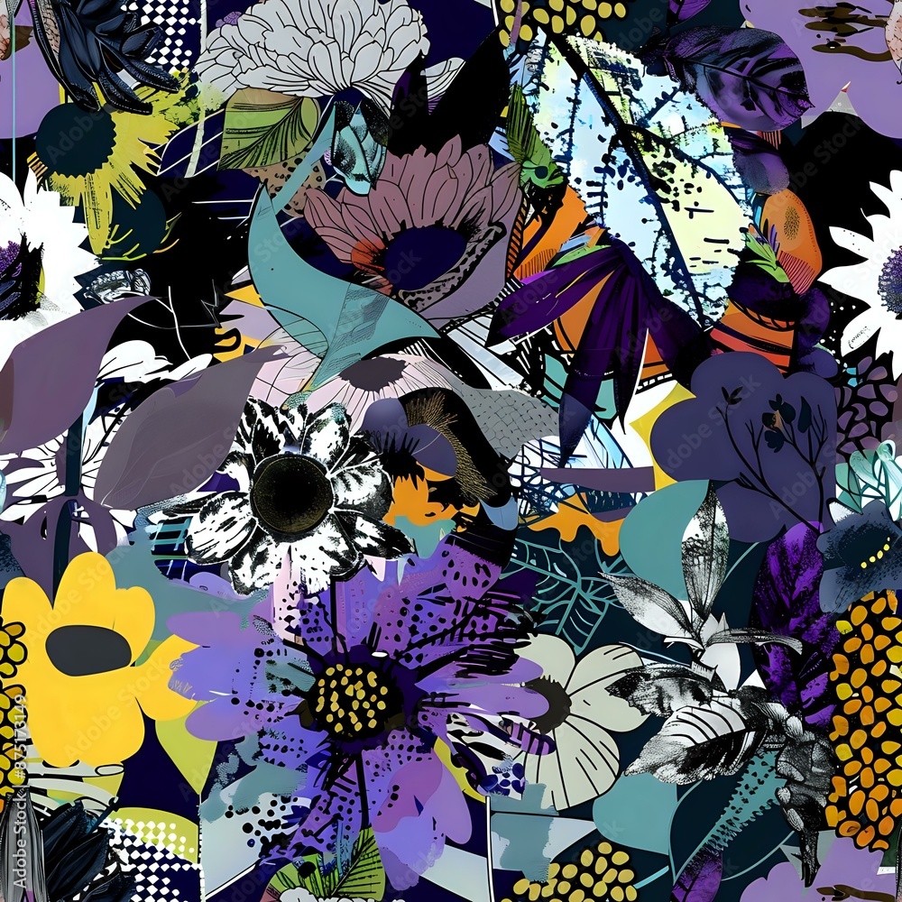 Fototapeta premium Colorful Nature Inspired Hand-Drawn Pattern