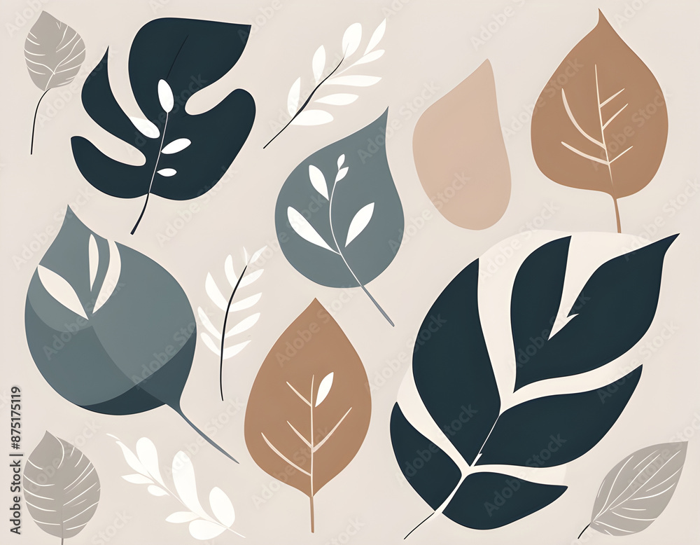 Fototapeta premium Minimal abstract Scandi style Creativity art leaves design background