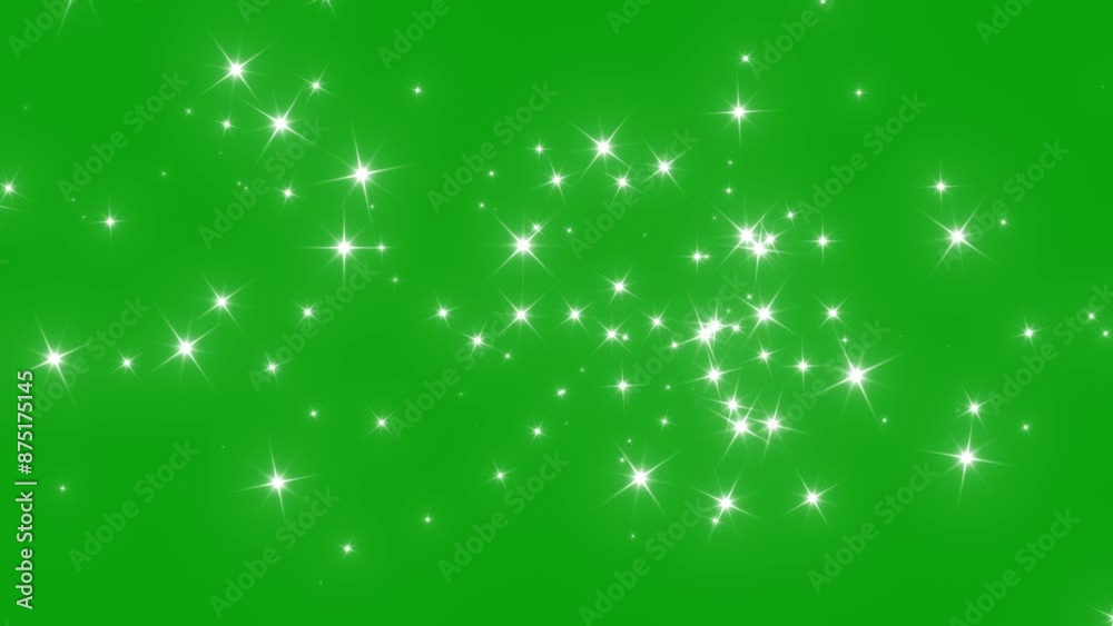 Glitter sparkle animated green screen, 4K Chroma key 3d animation. White shining dust light. Bokeh light lights effect background. Glowing stars sparkle. Concept: Christmas, party, celebrate, birthday