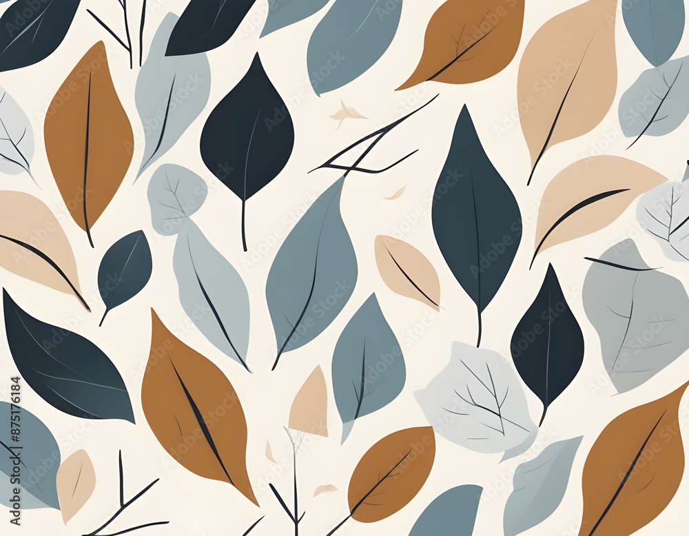 Minimal abstract Scandi style Creativity art leaves design background Minimal abstract Scandi style Creativity art leaves design background