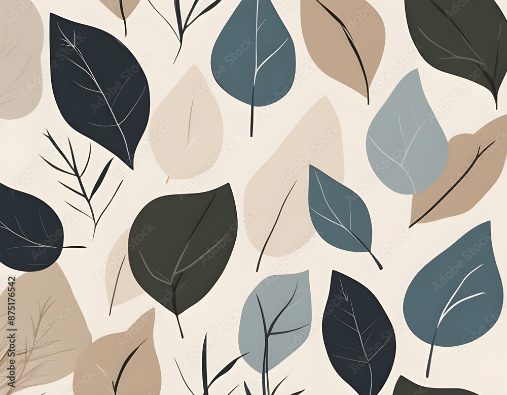 Minimal abstract  Scandi style Creativity art leaves design background