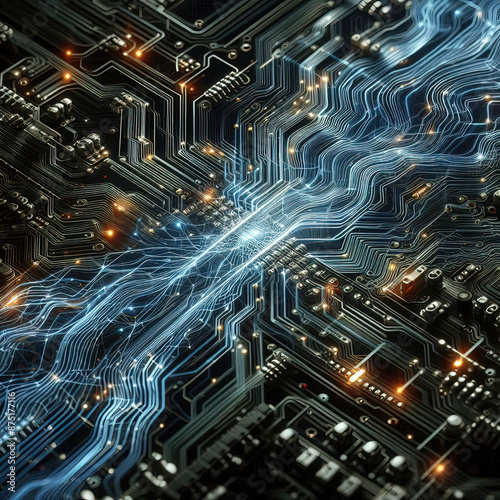 Electric current flowing electron background