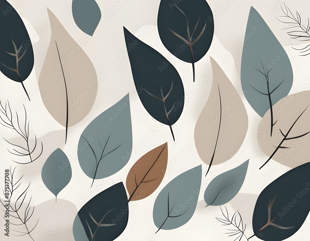 Minimal abstract Scandi style Creativity art leaves design background Minimal abstract Scandi style Creativity art leaves design background