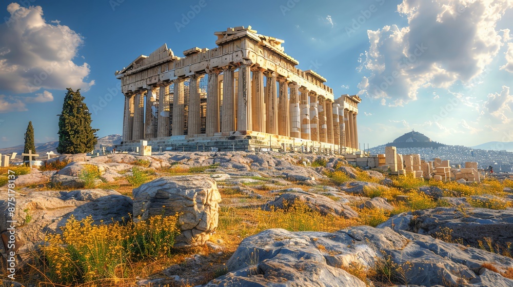 Fototapeta premium Create a realistic depiction of the Acropolis with significant copy space