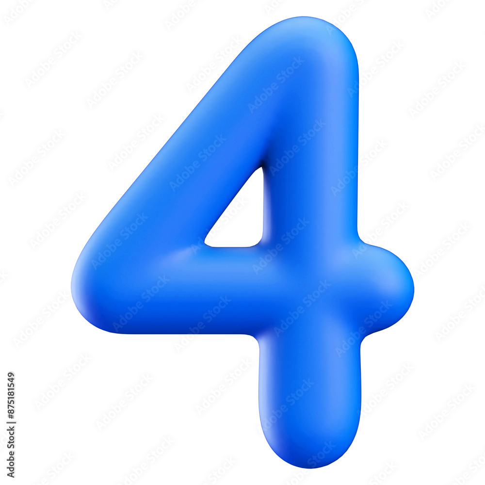 Obraz premium Blue 3D Number 4