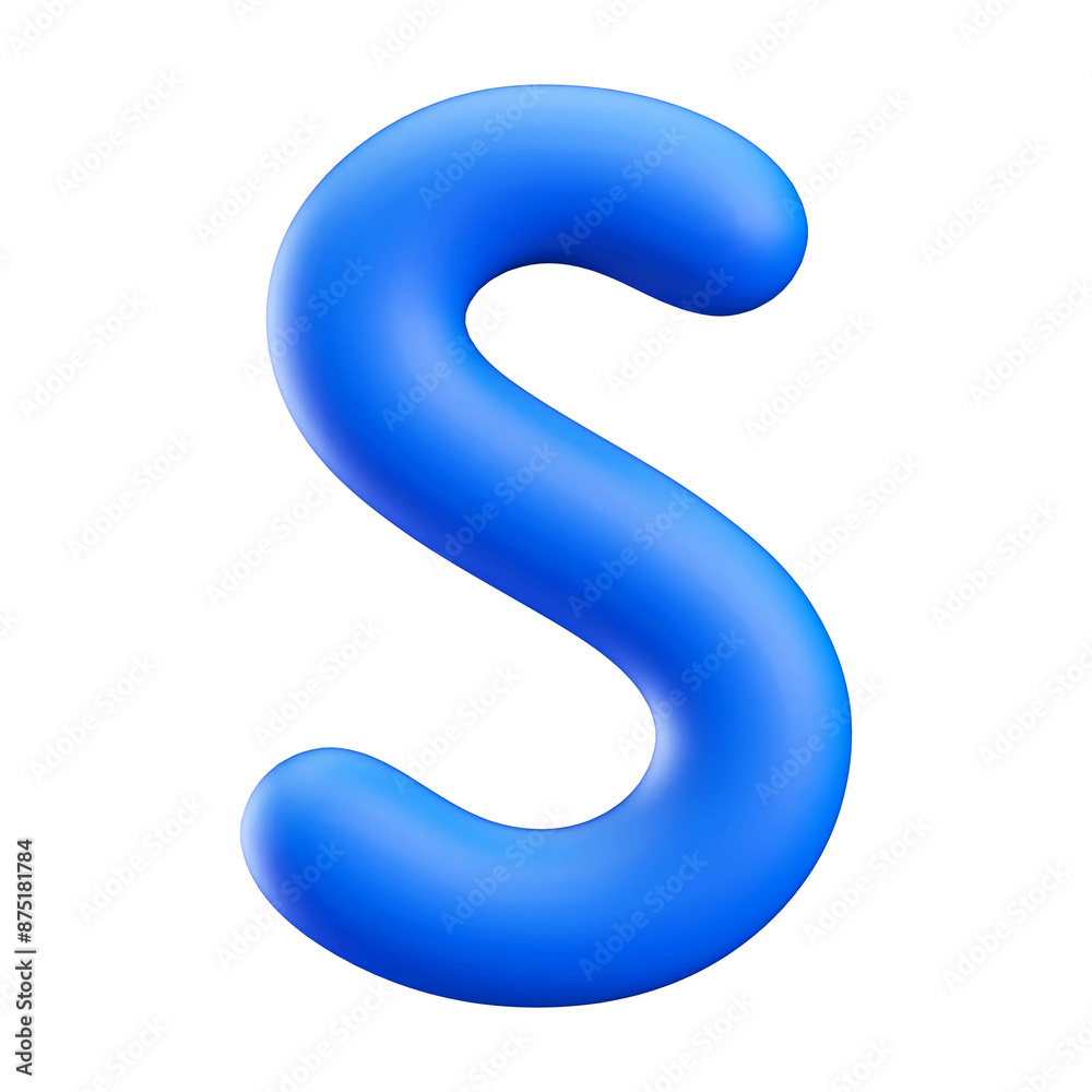 Fototapeta premium Blue 3D Bubble Font Letter S uppercase