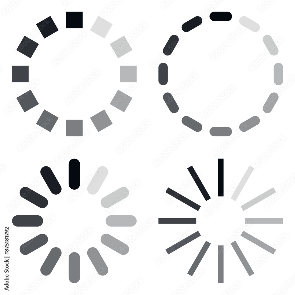 Loading icon set.Circle loader templates.Load indicator signs.Waiting symbols.Vector. Loading icon set.Circle loader templates.Load indicator signs.Waiting symbols.Vector.