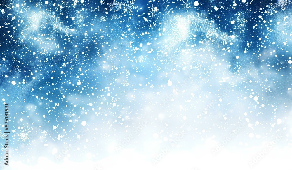 Abstract snow background with falling snowflakes and bokeh lights. Winter blizzard with light blue gradient sky. Christmas holiday Abstract snow background with falling snowflakes and bokeh lights. Winter blizzard with light blue gradient sky. Christmas holiday