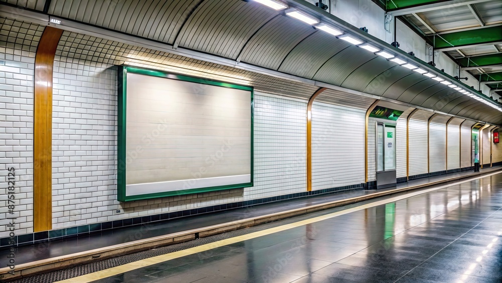 Empty billboard inside subway station in Paris , Paris, France, underground, transportation, advertising, blank, display