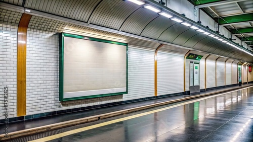 Obraz na płótnie Empty billboard inside subway station in Paris , Paris, France, underground, transportation, advertising, blank, display w salonie