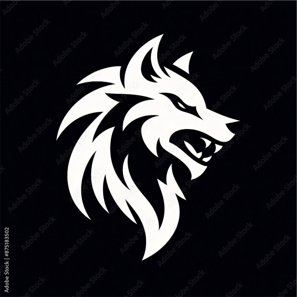 Logo silhouette of angry wolf on black background .eps Logo silhouette of angry wolf on black background .eps