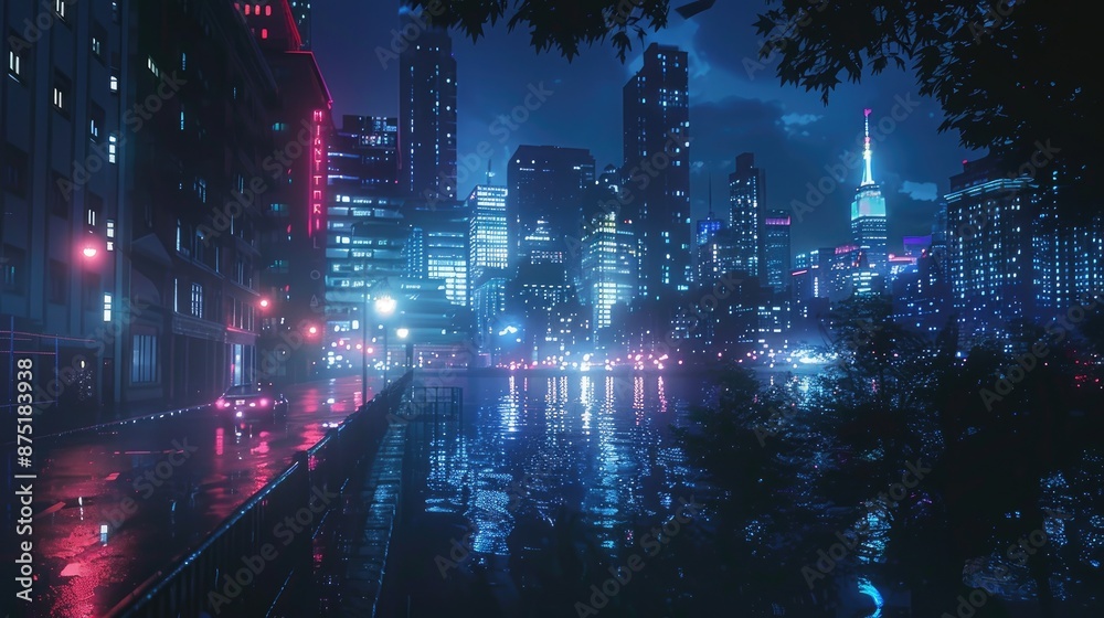 Obraz premium Dazzling City Lights Against the Night