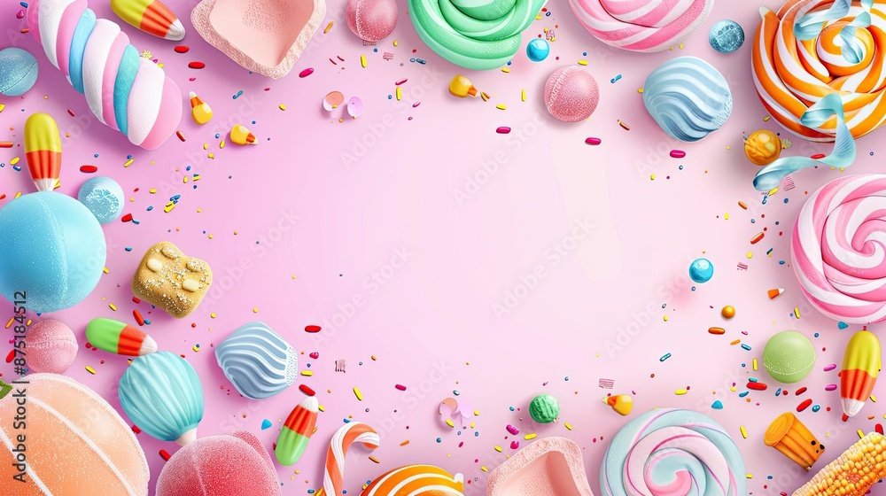 A flat illustration of Candy flat design top view Halloween theme animation colored pastel A flat illustration of Candy flat design top view Halloween theme animation colored pastel
