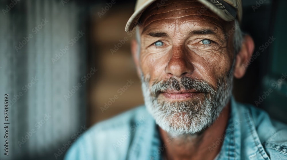 Close-up portrait of an elderly man wearing a baseball cap, showcasing a kind and thoughtful expression. His weathered face tells a story of a life well-lived and experiences gained. Close-up portrait of an elderly man wearing a baseball cap, showcasing a kind and thoughtful expression. His weathered face tells a story of a life well-lived and experiences gained.