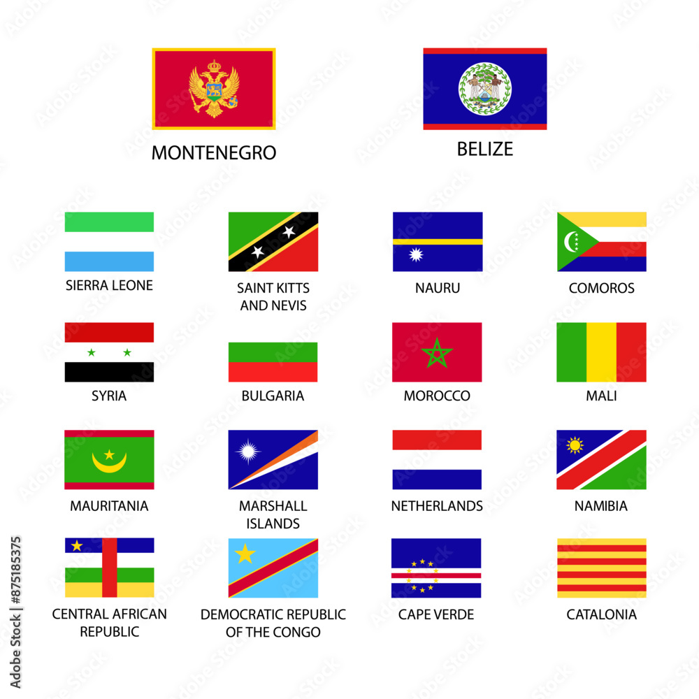 National flags of the world. World flag Set. National flags of the world. World flag Set.