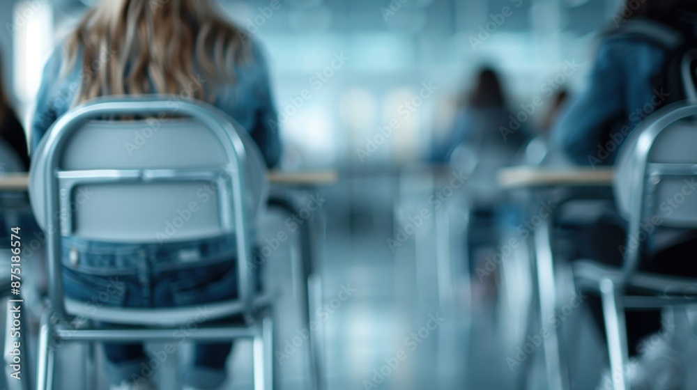 This picture captures students sitting in a modern classroom environment, all concentrating on their respective tasks, highlighting a setting meant for focused learning and academic engagement. This picture captures students sitting in a modern classroom environment, all concentrating on their respective tasks, highlighting a setting meant for focused learning and academic engagement.