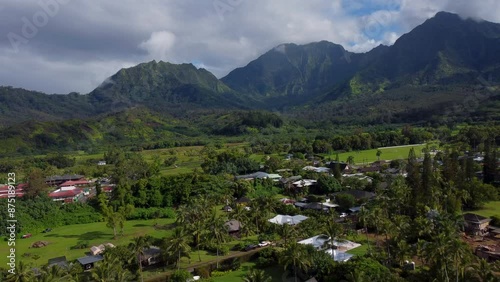 4K drone video of the island of Hawaii over the beaches of Lihue, Kauai