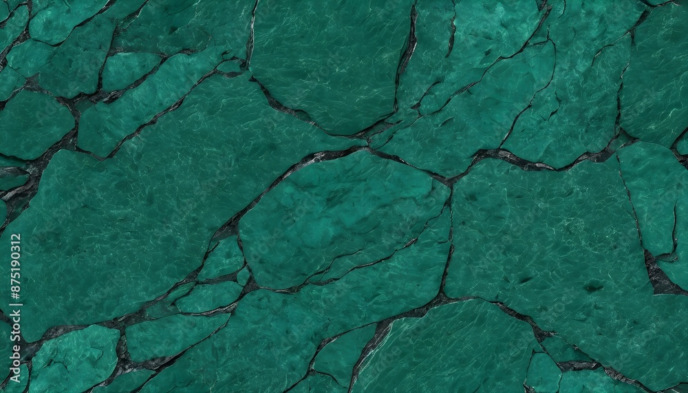 Obraz premium Green stone mosaic tile background showcasing natural rock texture and antique cracked designs