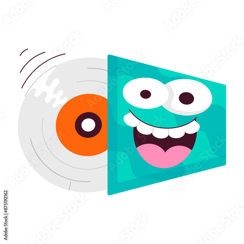 A comic style sticker cd cover with emoji

