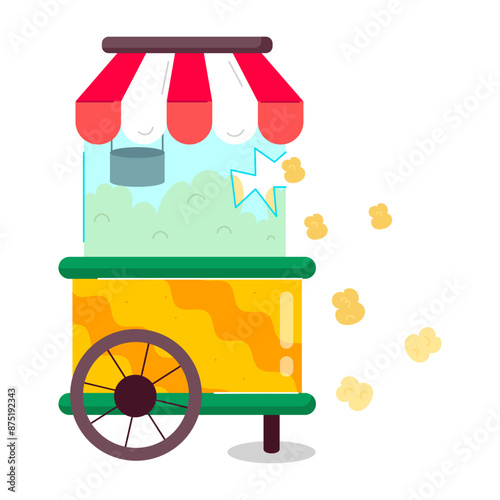 A flat style sticker of popcorn machine 

