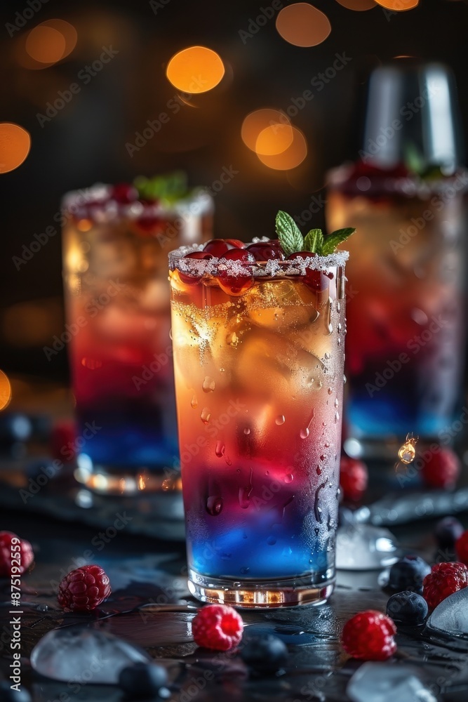 Layered Red, White, and Blue Cocktail