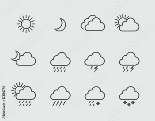 Set of weather icons flat vector design ,Contains symbols of the sun, clouds, snowflakes, wind, rainbow, moon and much more flat vector weather and meteorology for mobile and web application
